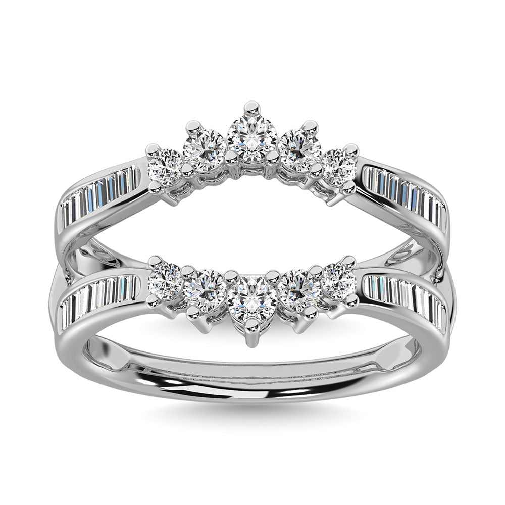 Diamond 3/4 Ct.Tw. Round And Baguette Wraps And Enhancer In 14K White Gold