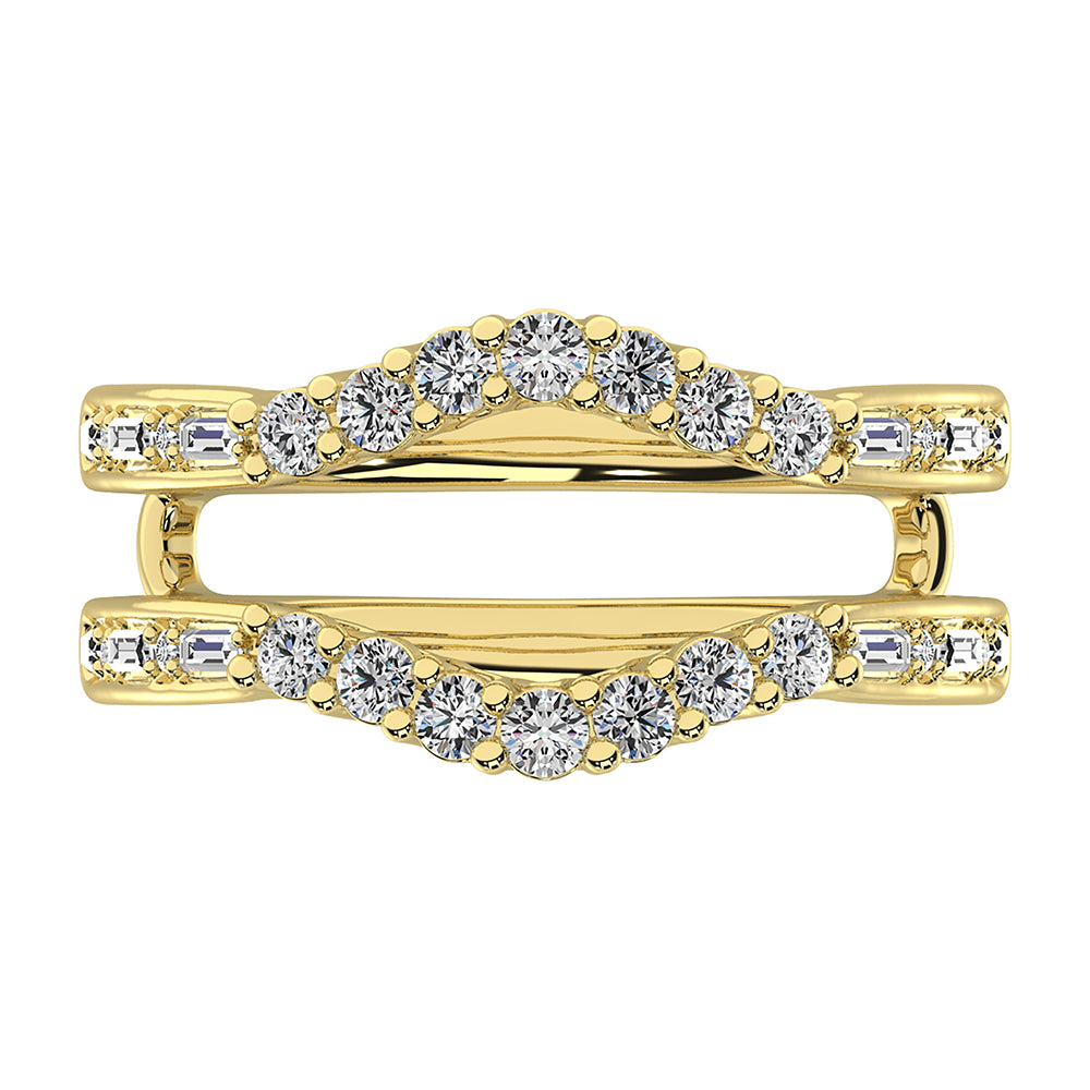 14K Yellow Gold 1/2 Ct.Tw. Round And Baguette Diamond Guard Ring