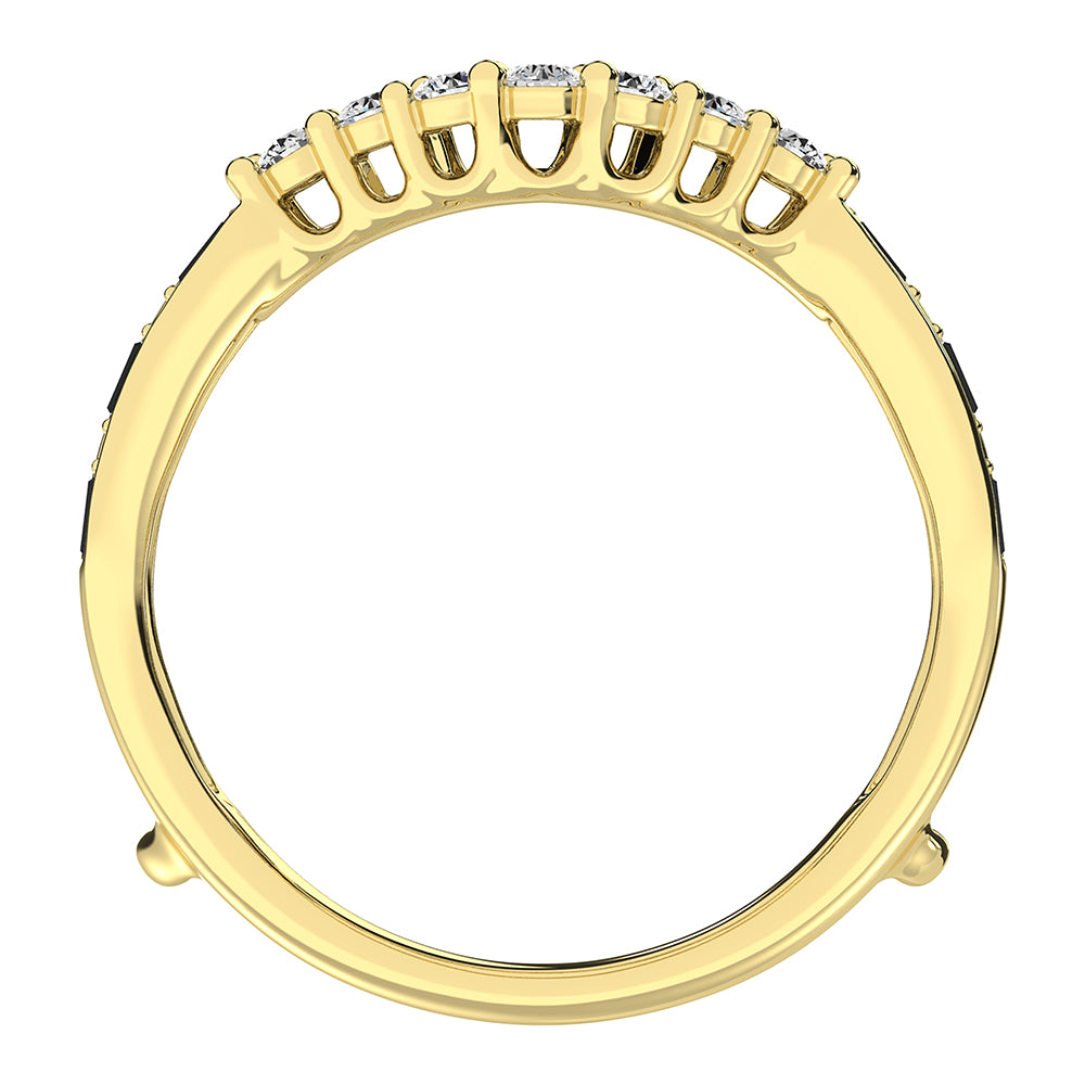 14K Yellow Gold 1/2 Ct.Tw. Round And Baguette Diamond Guard Ring