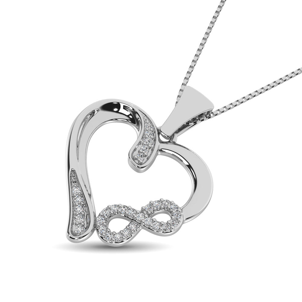 Sterling Silver 1/10 Ctw Diamond Heart Pendant