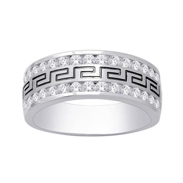 14K White 0.97-1.05Ct D-Mens Bands Ring