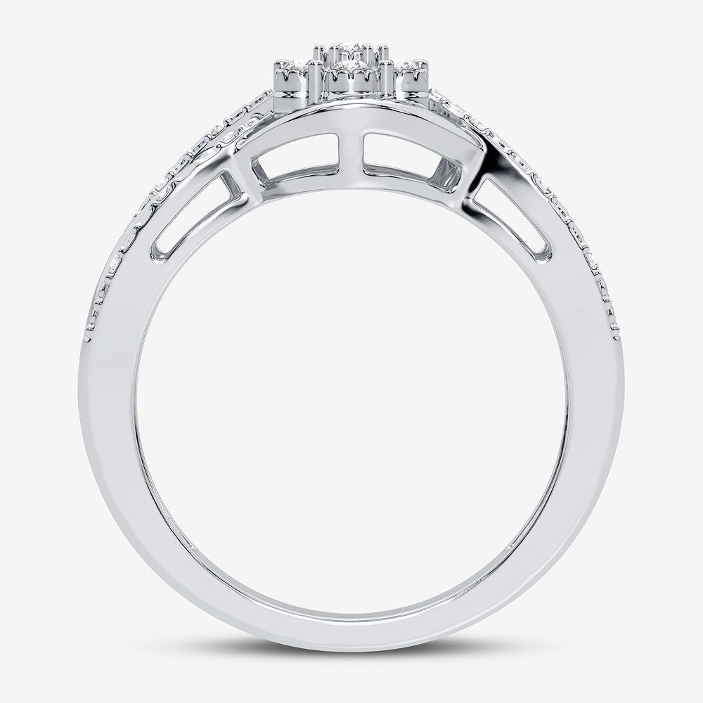 10K White Gold Elegant 0.10Ct Diamond Ring