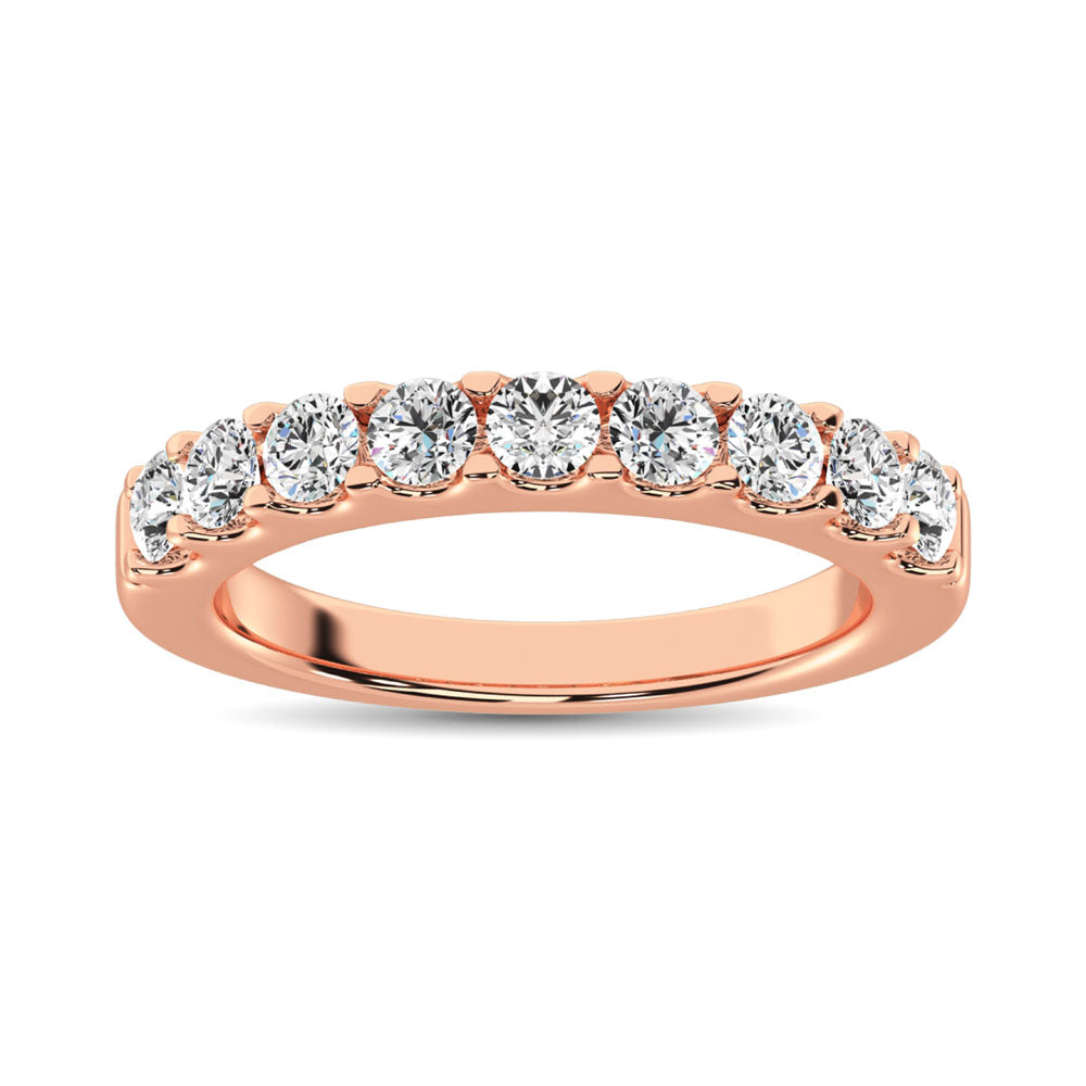 14K Rose Gold Diamond 3/4 Ct.Tw. 9 Stone Anniversary Band