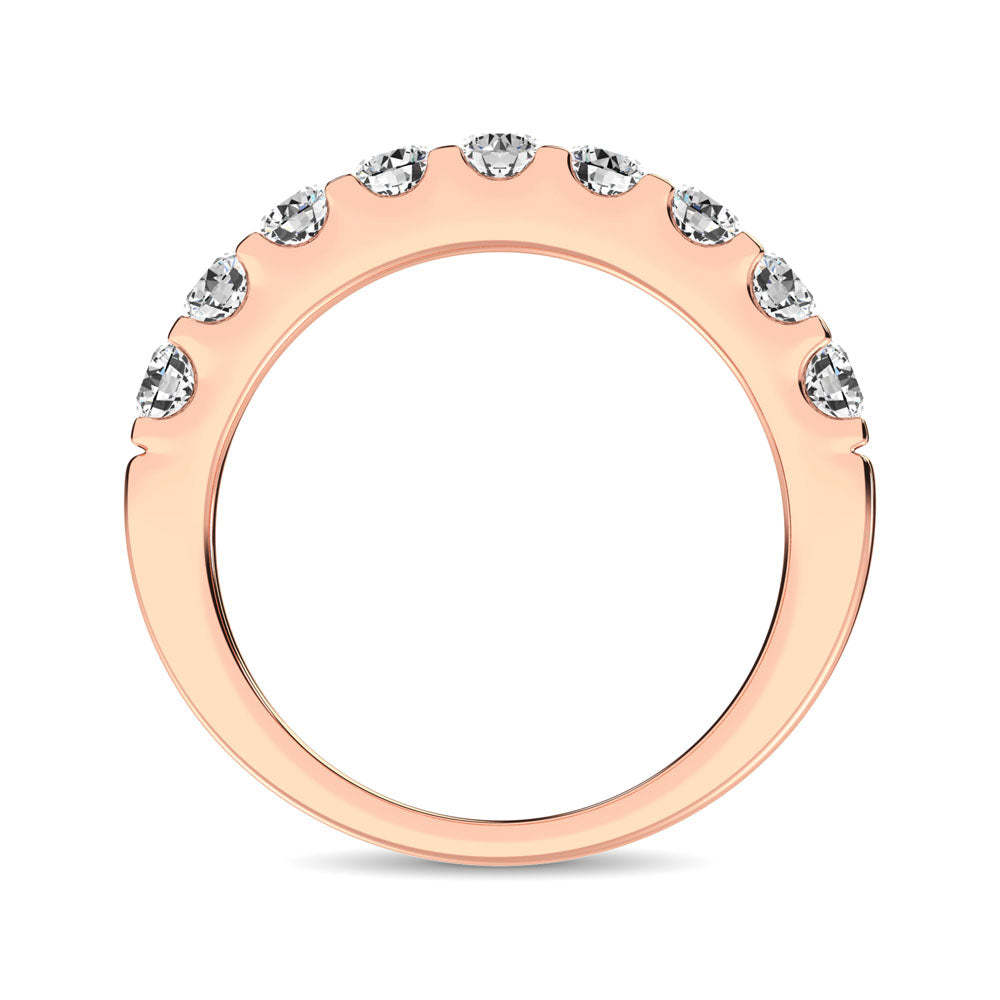 14K Rose Gold Diamond 3/4 Ct.Tw. 9 Stone Anniversary Band