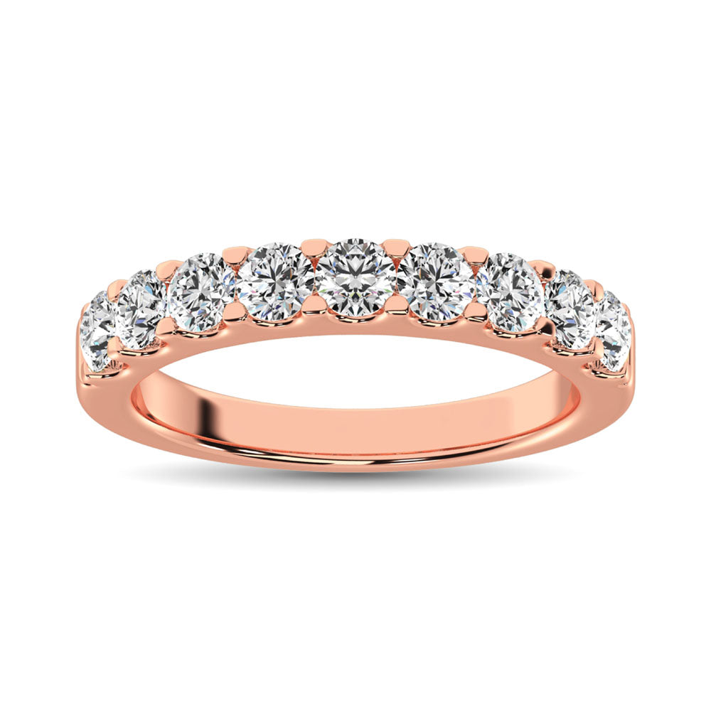 14K Rose Gold Diamond 1 Ct.Tw. 9 Stone Anniversary Band