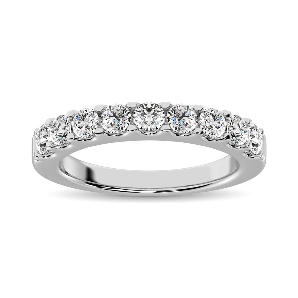 14K White Gold Diamond 3/4 Ct.Tw. 9 Stone Anniversary Band