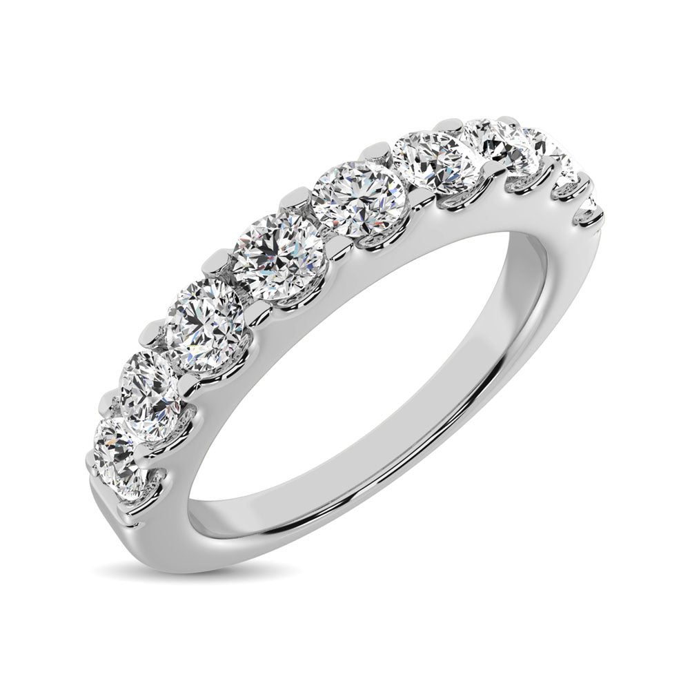 14K White Gold Diamond 3/4 Ct.Tw. 9 Stone Anniversary Band