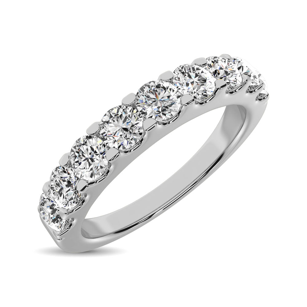 14K White Gold Diamond 1 Ct.Tw. 9 Stone Anniversary Band