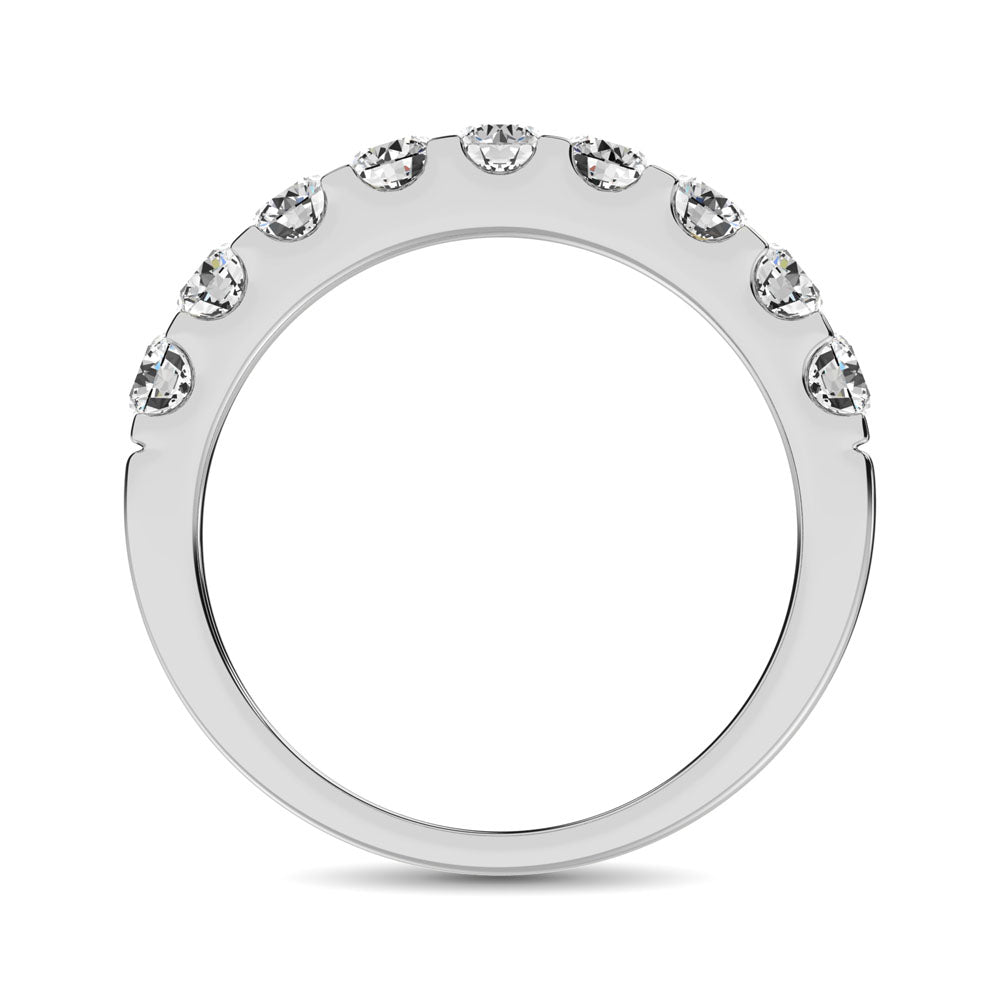 14K White Gold Diamond 1 Ct.Tw. 9 Stone Anniversary Band