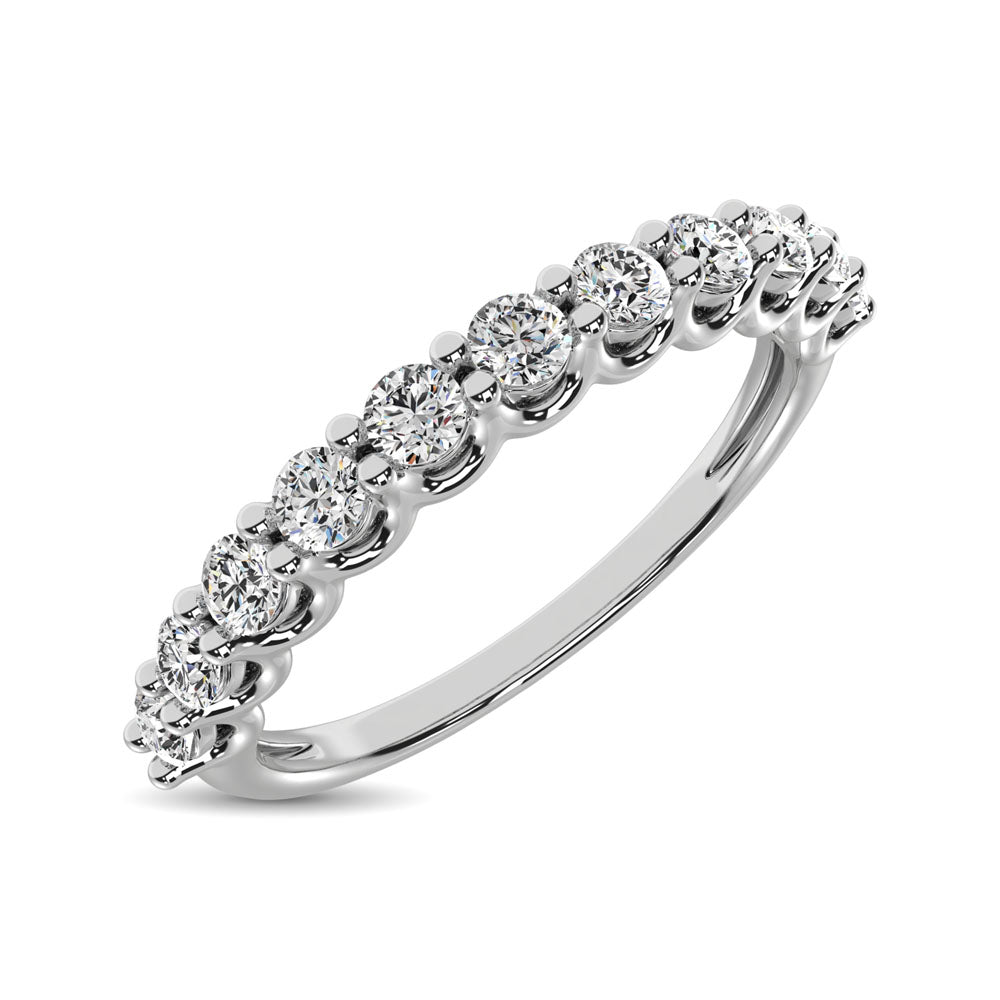 14K White Gold Diamond 1/2 Ct.Tw. 9 Stone Anniversary Band