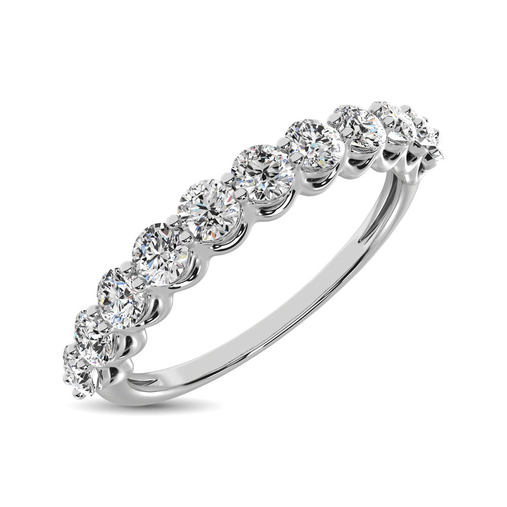 14K White Gold Diamond 3/4 Ct.Tw. 9 Stone Anniversary Band