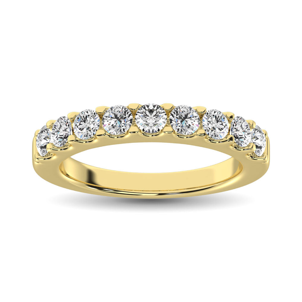 14K Yellow Gold Diamond 3/4 Ct.Tw. 9 Stone Anniversary Band