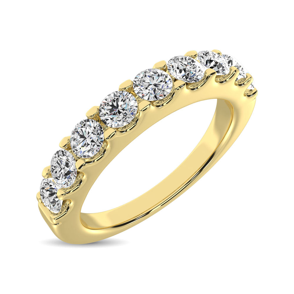 14K Yellow Gold Diamond 3/4 Ct.Tw. 9 Stone Anniversary Band