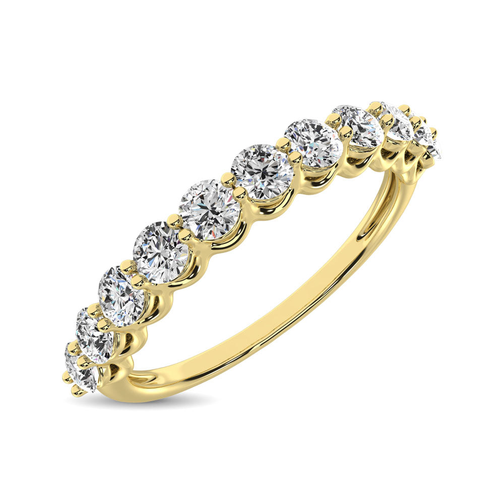 14K Yellow Gold Diamond 5/8 Ct.Tw. 9 Stone Anniversary Band