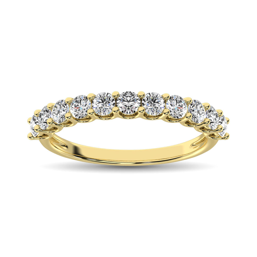 14K Yellow Gold Diamond 3/4 Ct.Tw. 9 Stone Anniversary Band