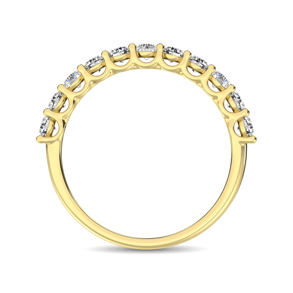 14K Yellow Gold Diamond 3/4 Ct.Tw. 9 Stone Anniversary Band