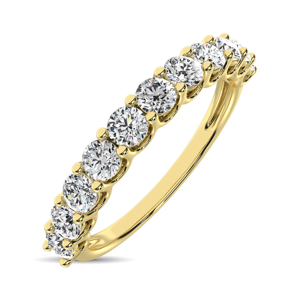 14K Yellow Gold Diamond 3/4 Ct.Tw. 9 Stone Anniversary Band
