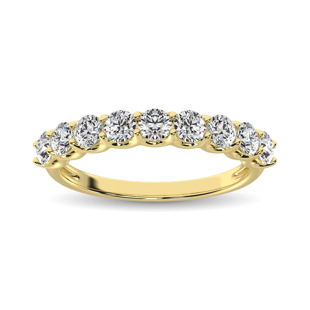 14K Yellow Gold Diamond 1 Ct.Tw. 9 Stone Anniversary Band