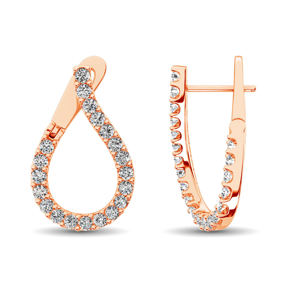 14K Rose Gold Diamond 4 Ct.Tw. Hoop Earrings