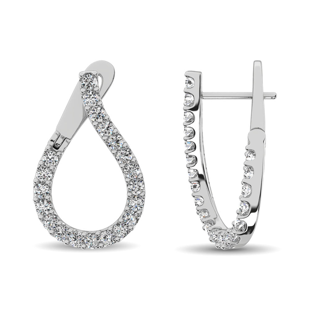 14K White Gold Diamond 4 Ct.Tw. Hoop Earrings