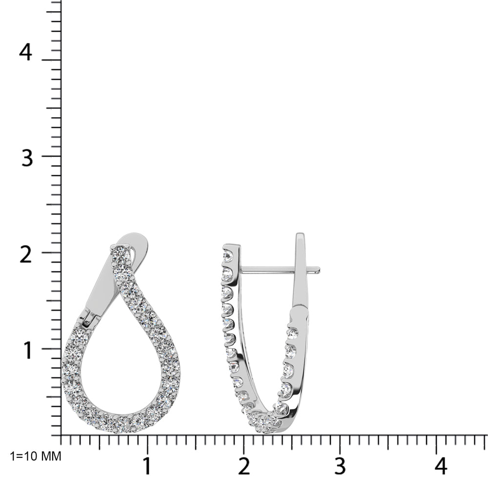 14K White Gold Diamond 4 Ct.Tw. Hoop Earrings