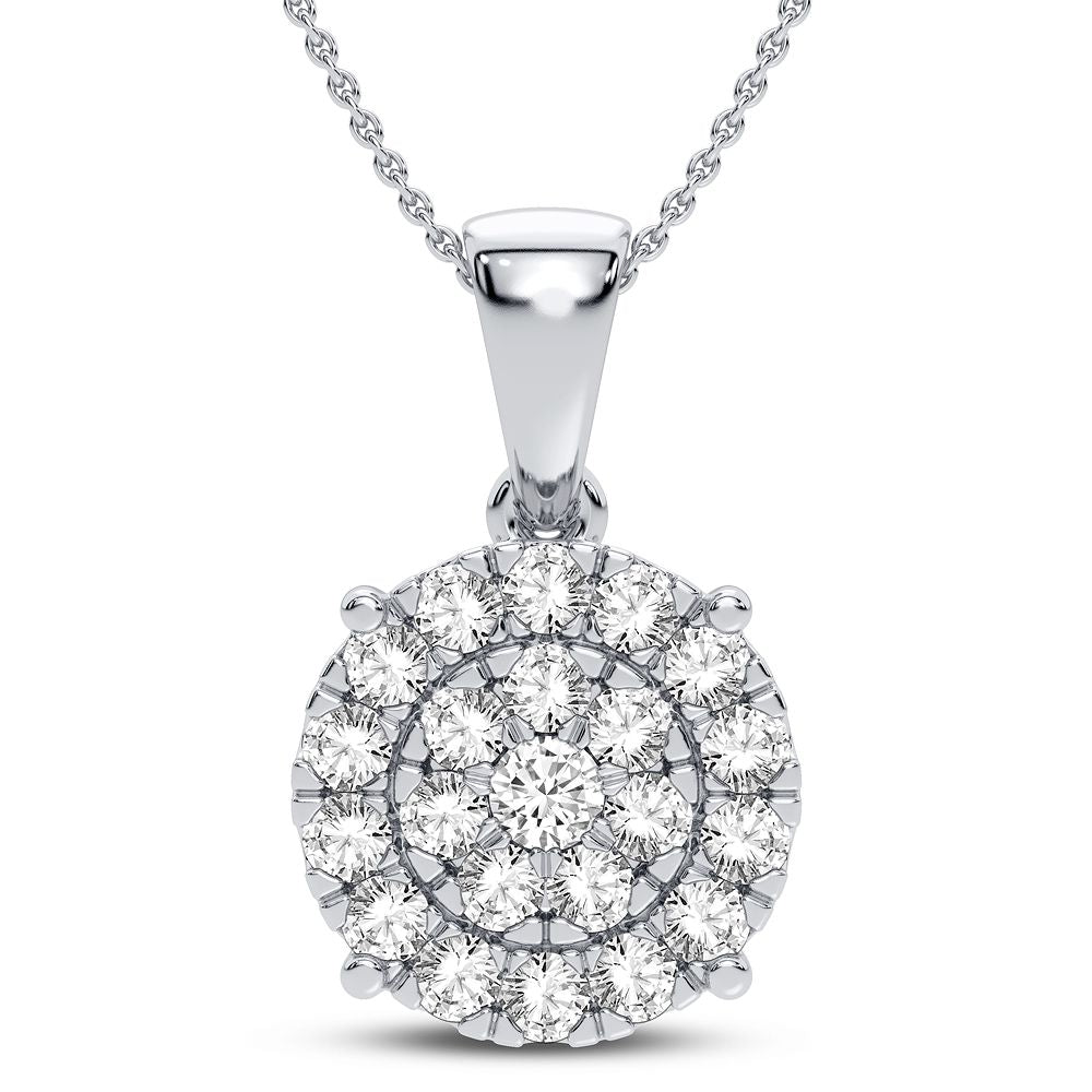 10K White Gold Dazzling 1.00Ct Diamond Pendant