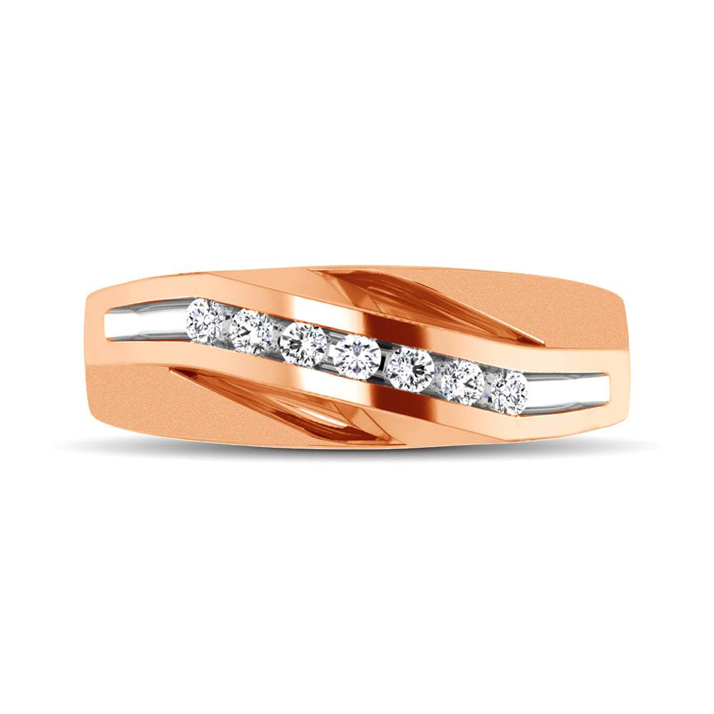 10K Rose Gold 1/4 Ct.Tw. Diamond Seven Stone Mens Band