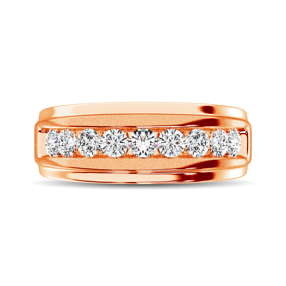 10K Rose Gold 1/6 Ct.Tw. Diamond Satin Finish Ladies Band