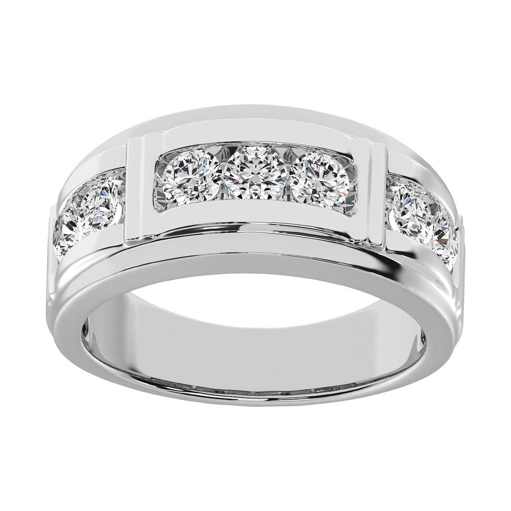 Diamond 1/4 Ct.Tw. Mens Wedding Band In 10K White Gold
