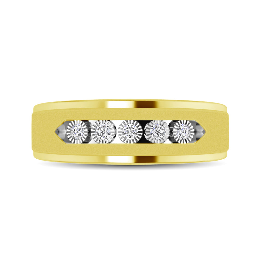 10K Yellow Gold 1/6 Ct.Tw. Diamond Illusion Mens Band