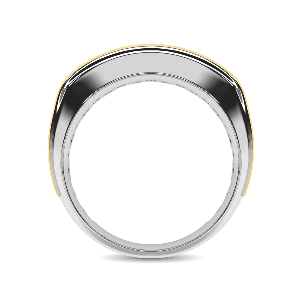 10K White Gold with Accent of 10K Yellow Gold 1/4 Ct.Tw. Diamond 7 Stone Mens Band