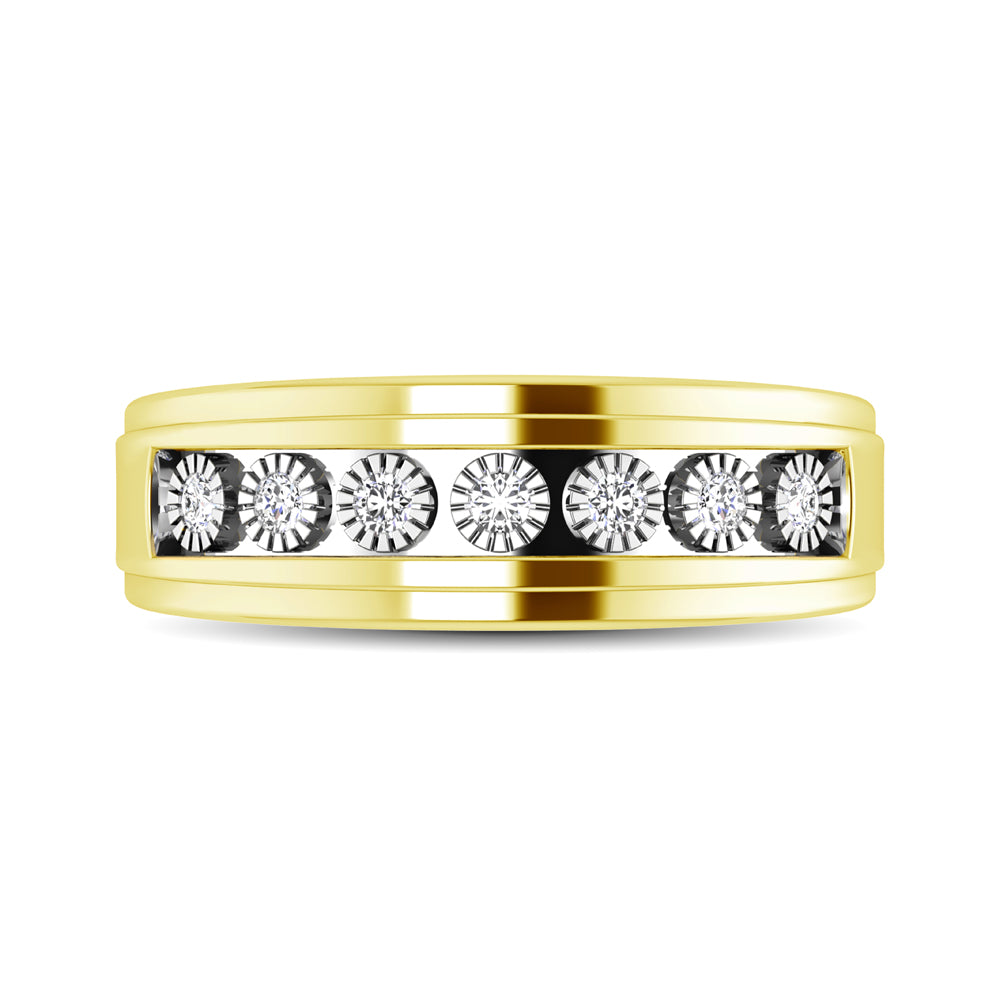 10K Yellow Gold 1/3 Ct.Tw. Diamond Illusion Mens Band