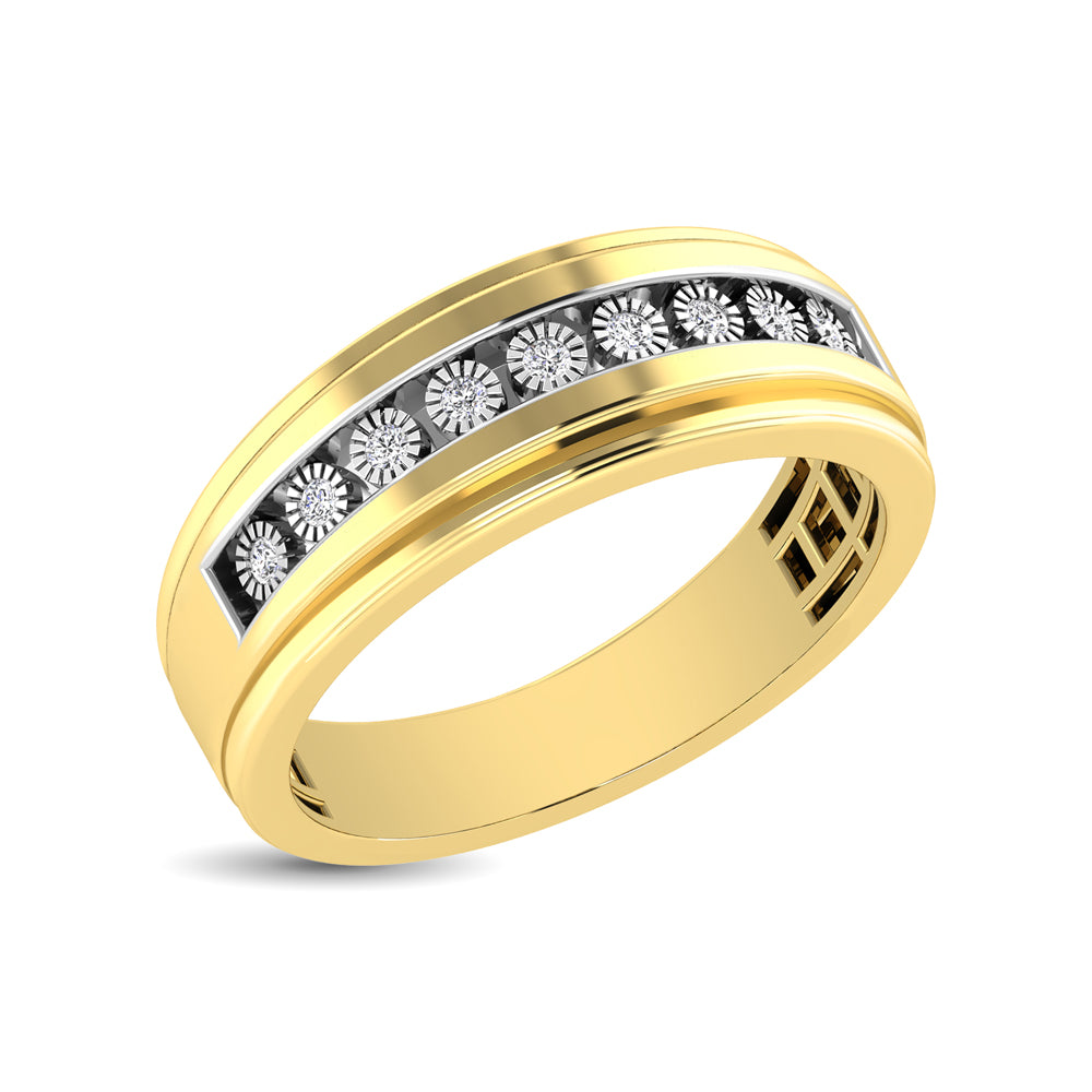 10K Yellow Gold 1/3 Ct.Tw. Diamond Illusion Mens Band