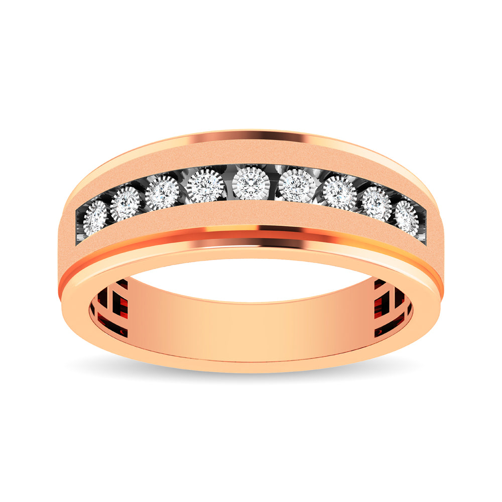 10K Rose Gold 1/10 Ct.Tw. Diamond Illusion Mens Band