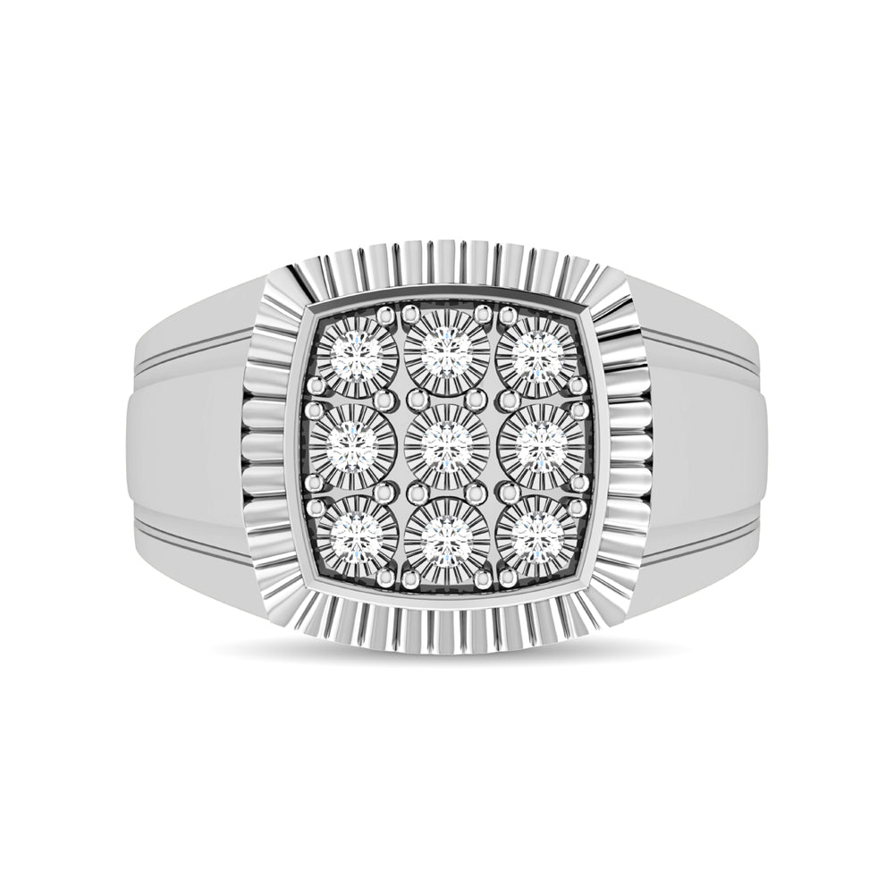 10K White Gold 1/5 Ct.Tw. Diamond Illusion Men's Fashion Ring