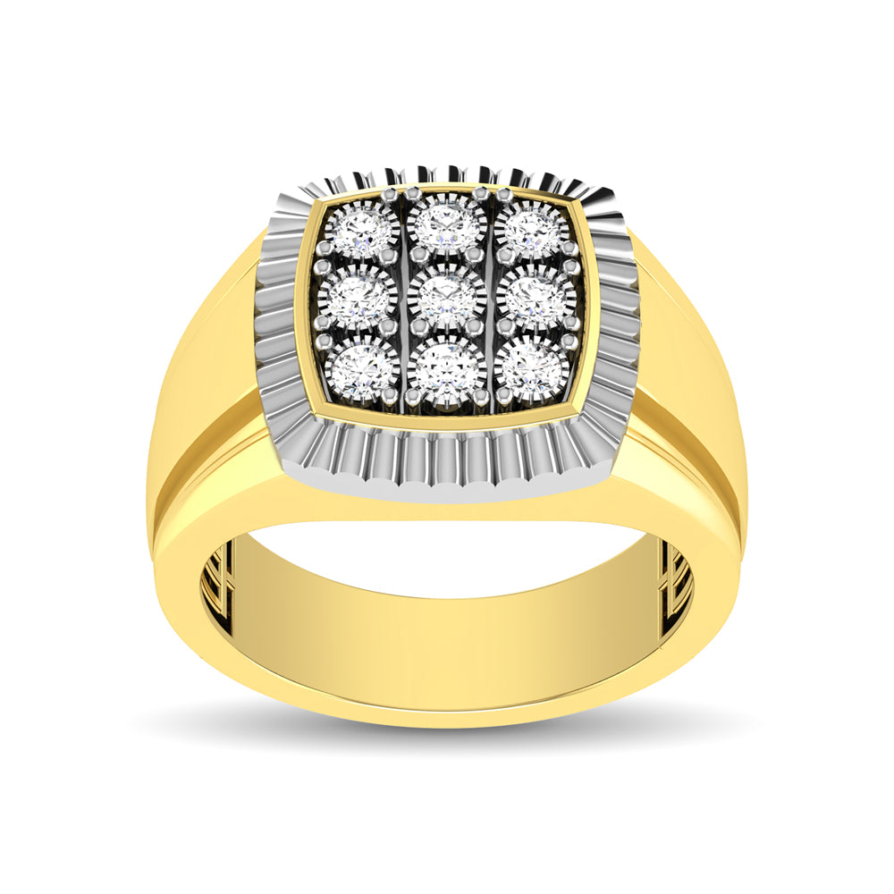 10K Yellow Gold 1/5 Ct.Tw. Diamond Illusion Men&Apos;S Fashion Ring