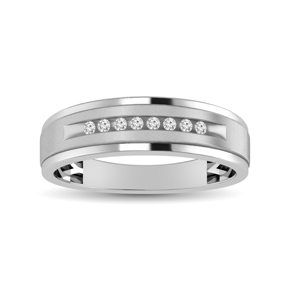 Mens 1/10 Ctw Diamond Band In 10K White Gold