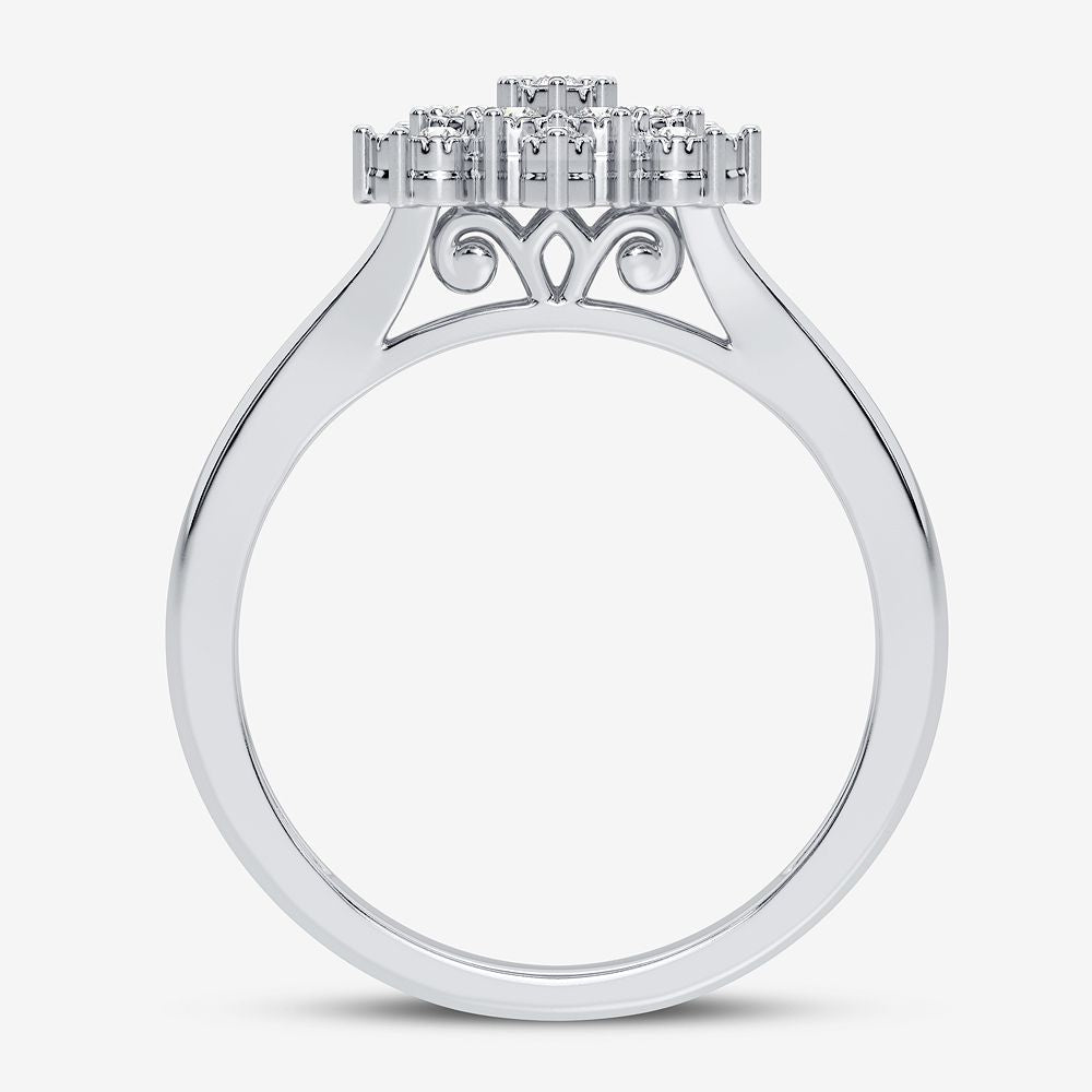 10K White Gold Elegant 0.10Ct Diamond Ring