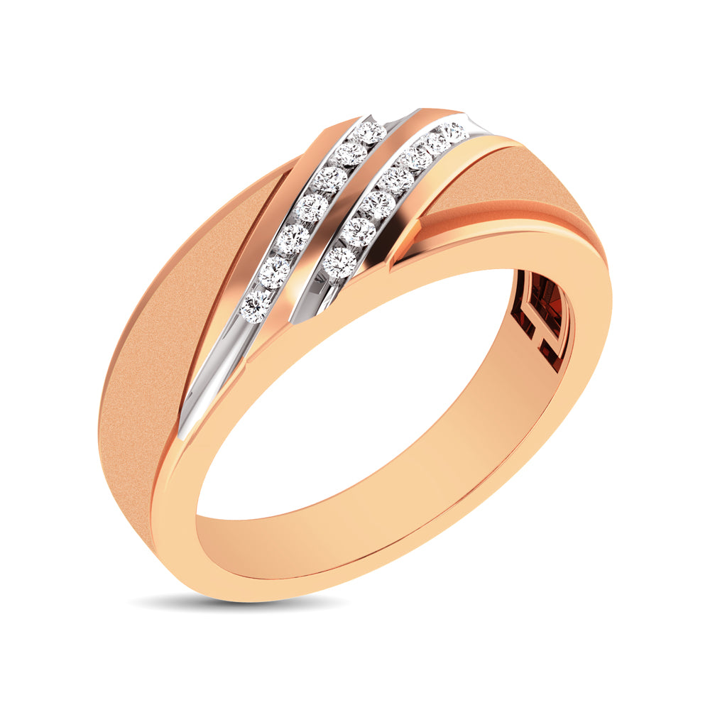 Diamond Accent 1/5 Ctw Men's Slant Wedding Band in 10K Rose Gold