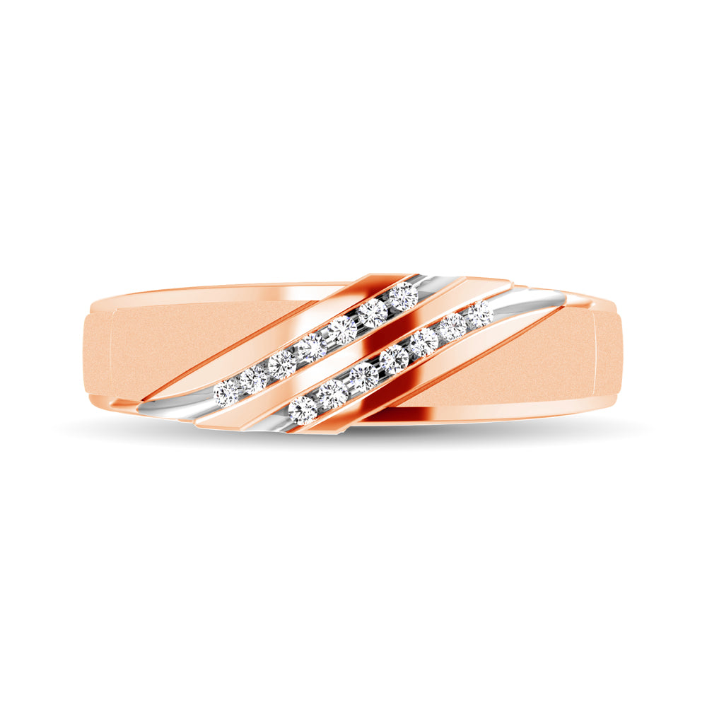 Diamond Accent 1/5 Ctw Men's Slant Wedding Band in 10K Rose Gold