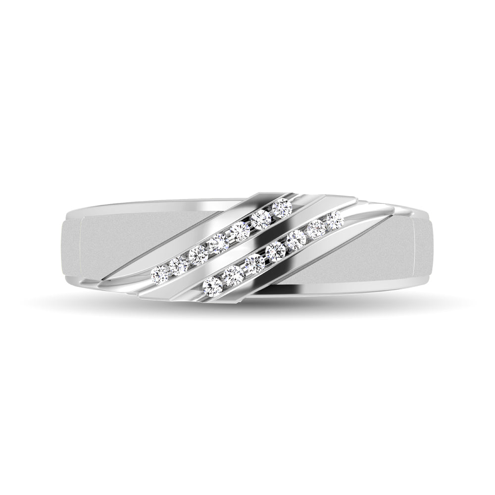 Diamond Accent 1/10 Ctw Ladies Slant Wedding Band in 10K White Gold