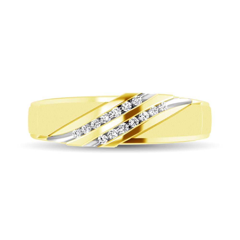 Diamond Accent 1/10 Ctw Ladies Slant Wedding Band in 10K Yellow Gold