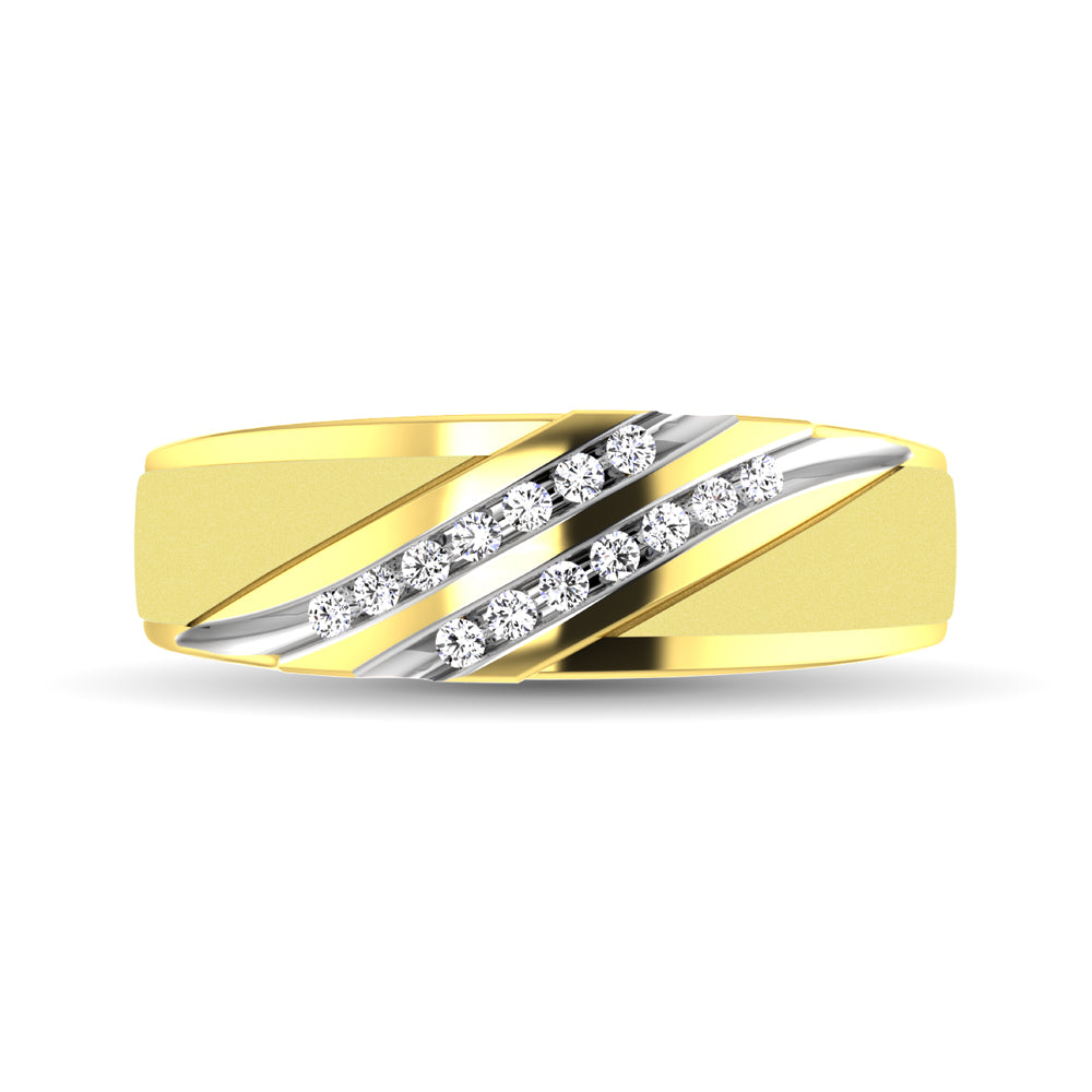Diamond Accent 1/5 Ctw Men's Slant Wedding Band in 10K Yellow Gold