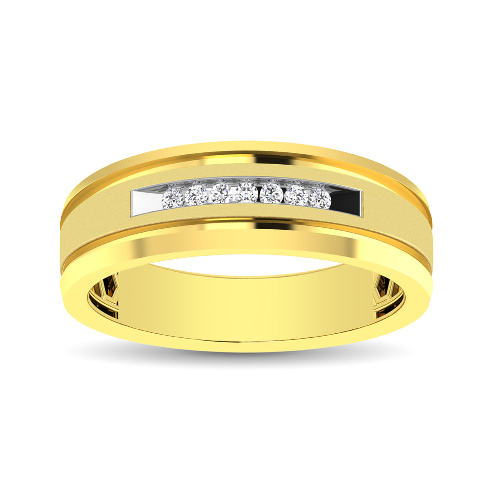 10K Yellow Gold 1/10 Ct.Tw. Diamond Comfort Fit Mens Band