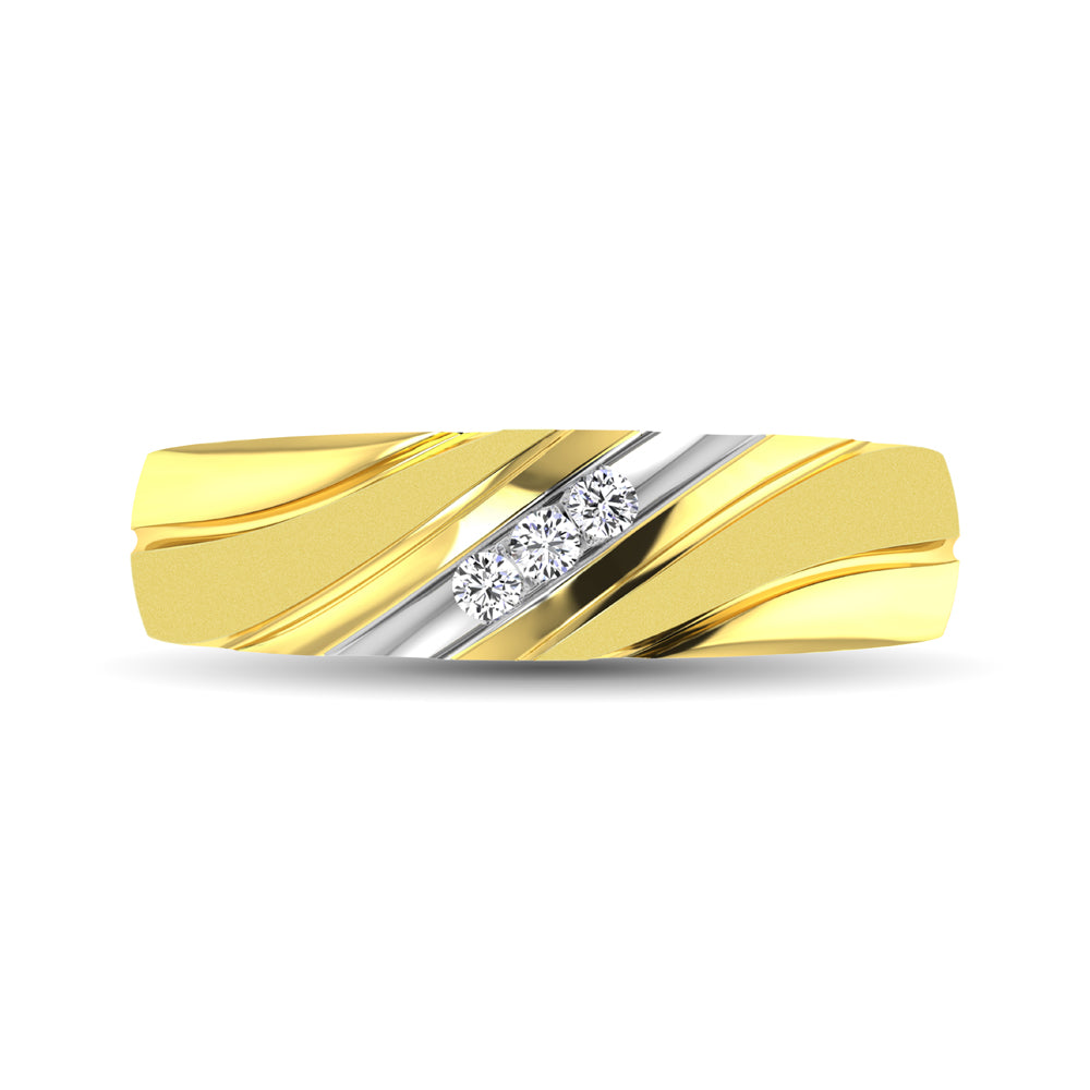 Men&Apos;S 1/10 Ctw. Diamond Slant Ring In 10K Yellow Gold