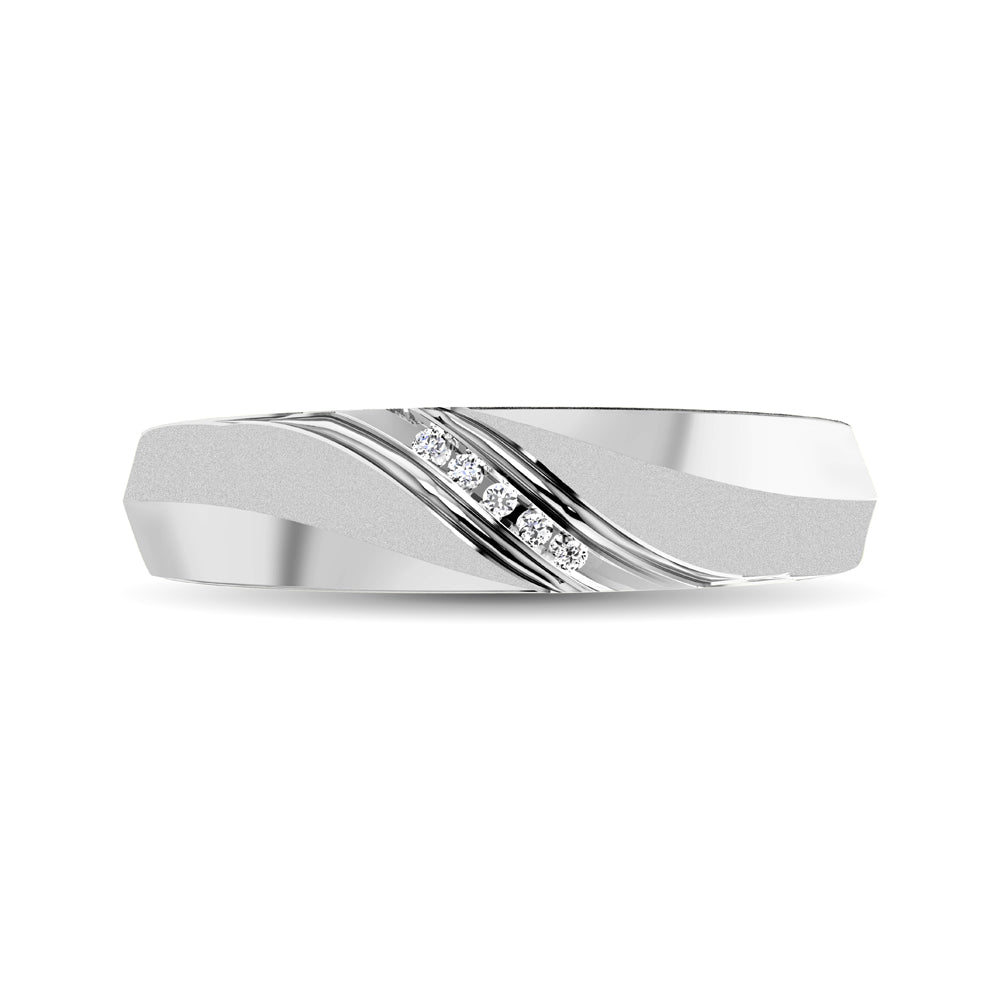 Ladies Diamond Accent Wedding Band In 10K White Gold