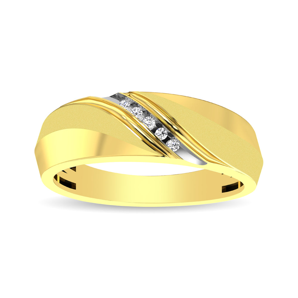 Men&Apos;S 1/20 Ctw. Diamond Slant Ring In 10K Yellow Gold