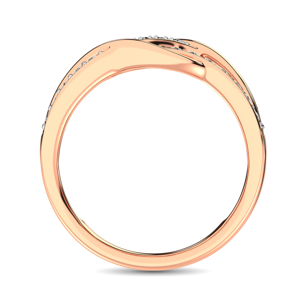 10K Rose Gold 1/20 Ct.Tw. Diamond Criss Cross Ring