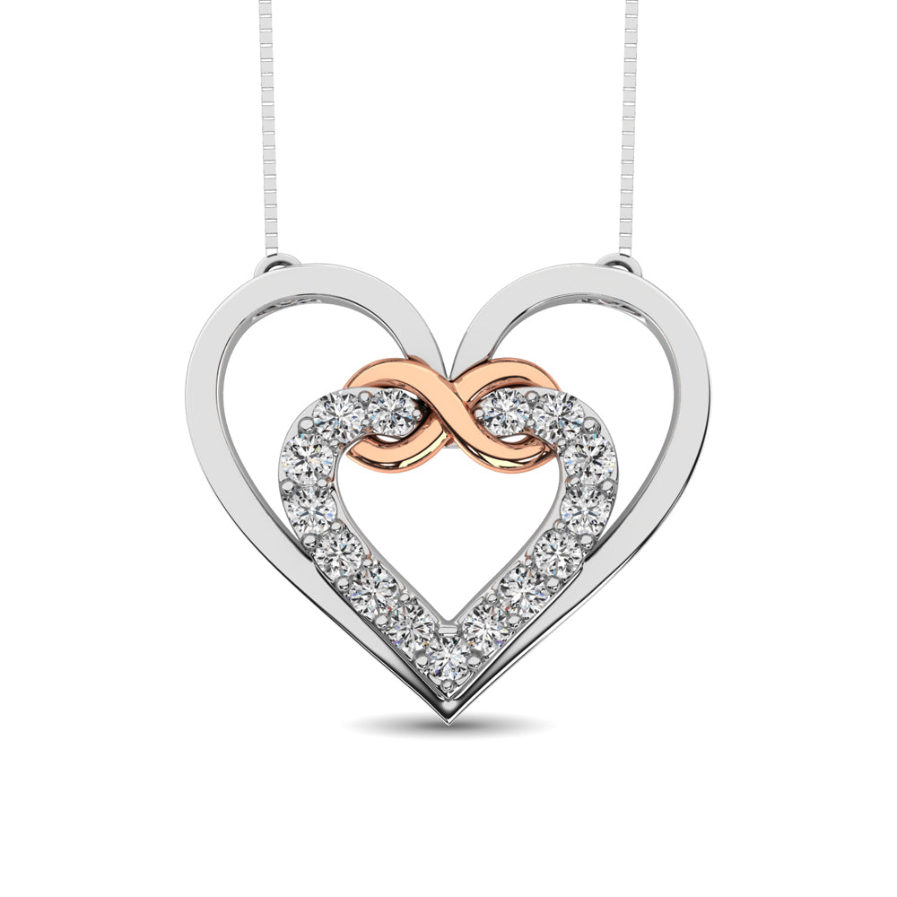 Sterling Silver Diamond Accent Heart And Infinity Pendant