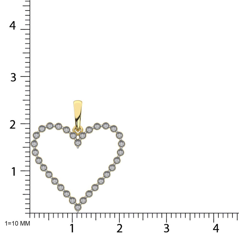 Sterling Silver Yellow Plating 1/10 Ct.Tw. Diamond Heart Pendant